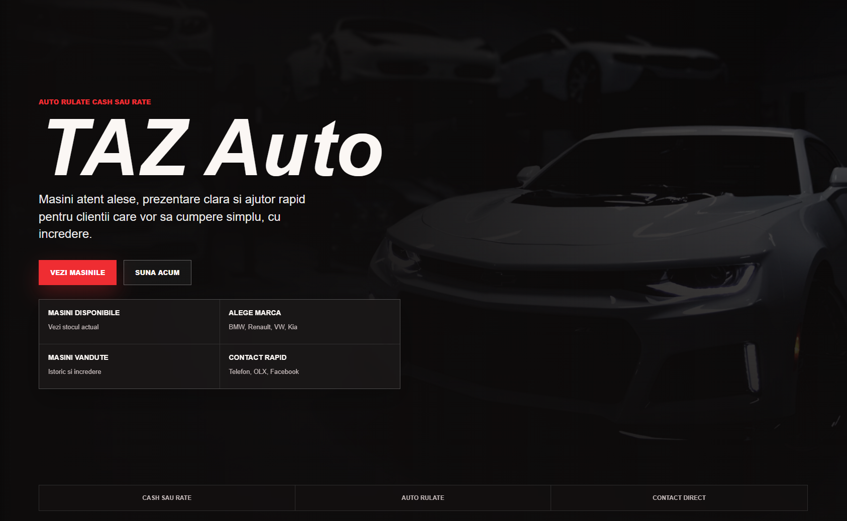 Previzualizarea paginii principale TAZ Auto